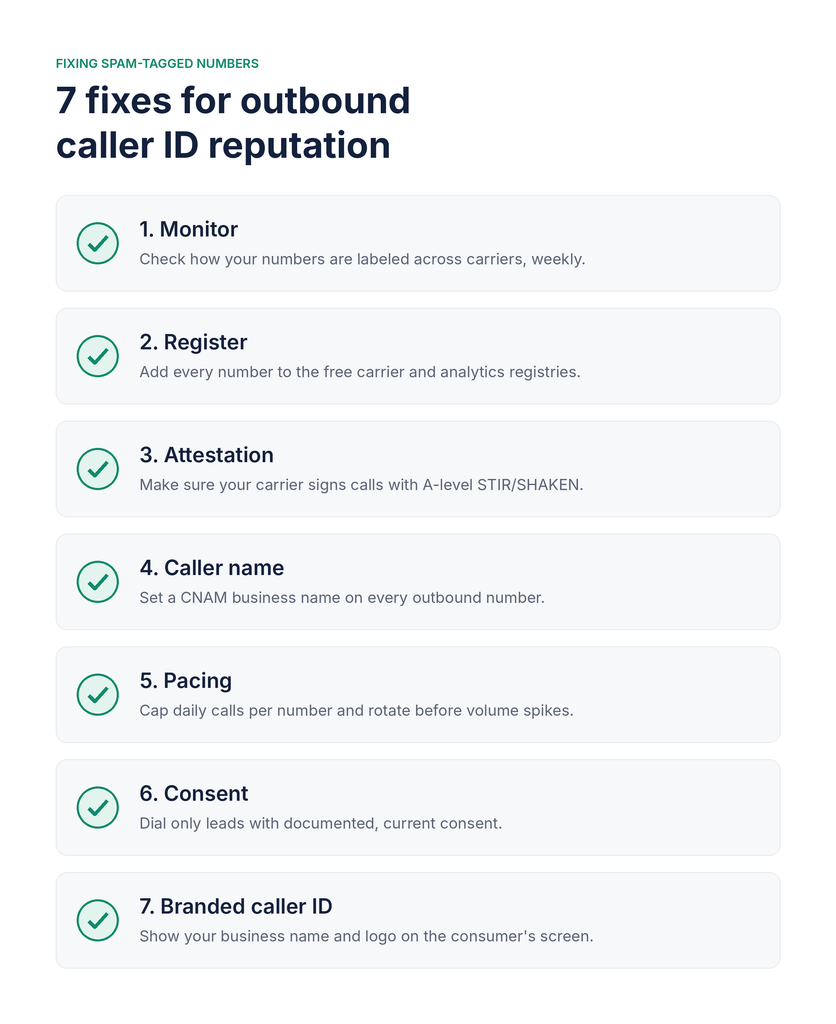 Seven steps to fix spam-tagged outbound phone numbers